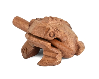 Hrající dřevěná žába dvoubarevná 10 cm
