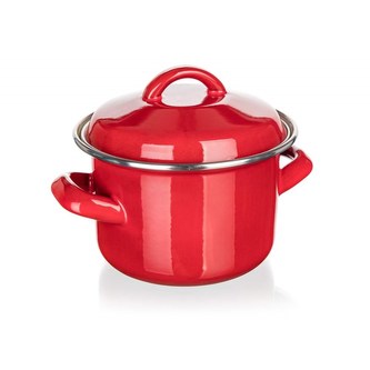 Hrnec smalt ¤12x8cm 0,78L s poklicí  MILTON RED