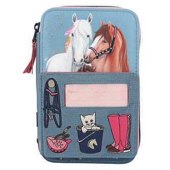 Penál s výbavou Miss Melody, Modro-růžový, s výšivkou a jmenovkou,  3 patra Penál s výbavou Miss Melody, Modro-růžový, s výšivkou a jmenovkou,  3 patra