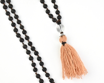 Asijský růženec lávový kámen s hnědým střapcem