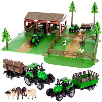 Kruzzel 22404 Dětská farma se zvířaty a 2 traktory
