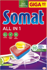 Somat tablety do myčky All in 1 Lemon & Lime, 90 ks.