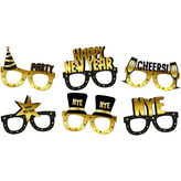 Papírové brýle - černo zlaté Happy New Year! 6 ks