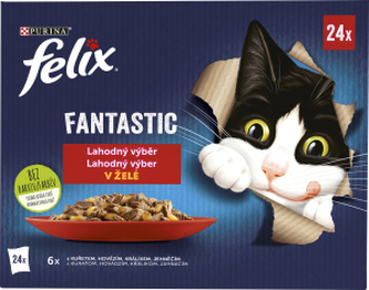 Felix Fantastic kapsičky pro kočky výběr v želé, 24× 85 g