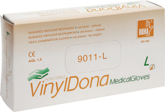 Vulkan VinylDona vinylové jednorázové bezprašné rukavice velikost L, 100 ks
