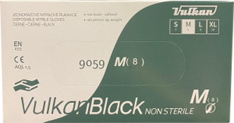 VulkanBlack černé jednorázové bezprašné nitrilové rukavice, velikost M, 100 ks