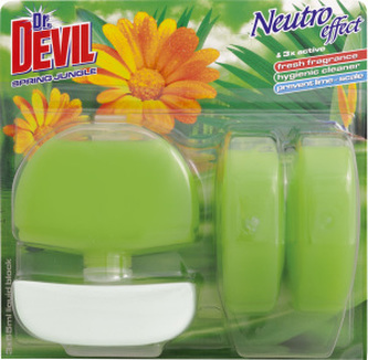 Dr. Devil 3v1 Spring Jungle tekutý WC blok, košíček + náplň 3× 55 ml