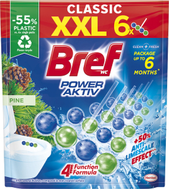 Bref Color Aktiv Pine tuhý WC blok, 6× 50 g