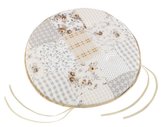 Sedák EMA kulatý hladký - béžovošedý patchwork - průměr 40 cm, výška puru 2 cm