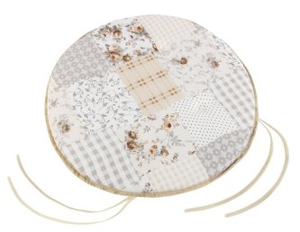 Sedák EMA kulatý hladký - béžovošedý patchwork - průměr 40 cm, výška puru 2 cm