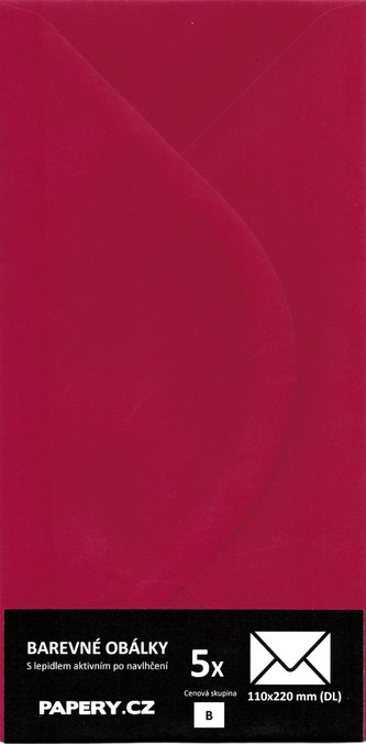 HYBLER S.R.O. barevná obálka 110x220 mm PURPUROVÁ, 5 kusů,110 gm2, olizová