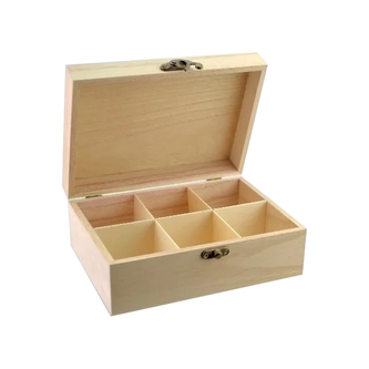 Box na čaj dřevo 6 přihrádek  NATURAL