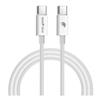 RhinoTech kabel s nylonovým opletem USB-C na USB-C 60W, 1 m bílý