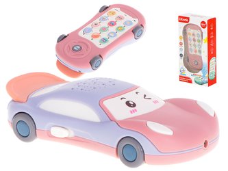 Naučný telefon s projektorem 2v1 - autíčko, růžové