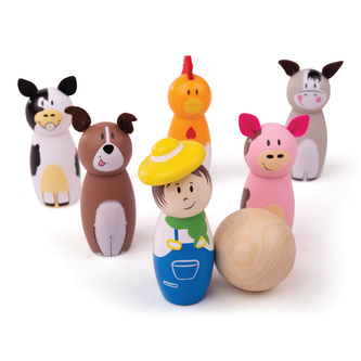 Bigjigs Toys Dřevěné kuželky farma Bigjigs Toys Dřevěné kuželky farma