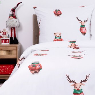 Vánoční mikrovláknové povlečení  | DOSS | se zvířaty | 140x200 cm + 1*70x80 cm | 858036 Homla