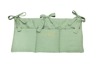 enie baby Mušelínový kapsář khaki se zlatými puntíky