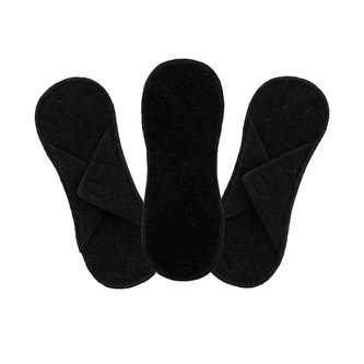 Bamboolik Výhodné sady | Slipové vložky látkové | biobavlněné froté Barva: Černá, Varianta: Na suchý zip - Sada 3 ks