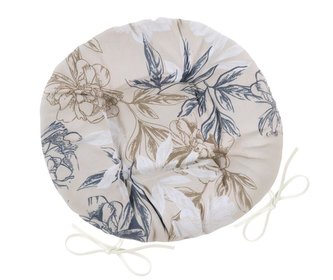 Sedák DITA kulatý prošívaný - šedobéžový květ - průměr 40 cm