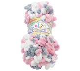 Příze PUFFY color - bílá, šedá, růžová - 100g / 9 m