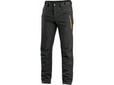 Kalhoty CXS AKRON, softshell, černé s HV žluto/oranžovými doplňky, vel. 56