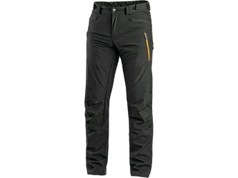 Kalhoty CXS AKRON, softshell, černé s HV žluto/oranžovými doplňky, vel. 56