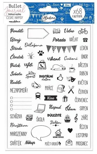 Aladine Diářová razítka 68 ks - České nápisy Aladine Diářová razítka 68 ks - České nápisy