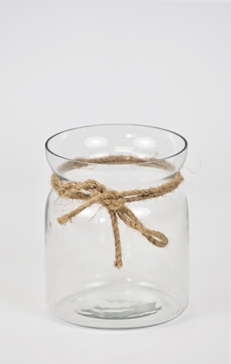 Skleněný svícen s mašličkou 12x9,8 cm