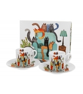 Porcelánový hrnek espesso s podtalířkem Cat's World - The Chair 90 ml, sada 2 ks v dárkovém boxu