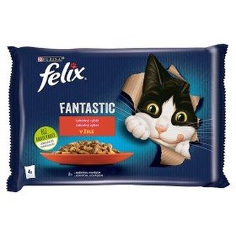 Kapsička Felix Fantastic multipack Junior hovězí a kuře v želé 4x85g