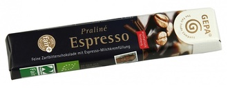Gepa Bio hořká pralinková tyčinka s mléčným krémem espresso, 37,5 g