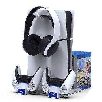 iPega P5S009 Multifunkční Nabíjecí Stojan pro PS5 Slim White (Pošk- Balení)