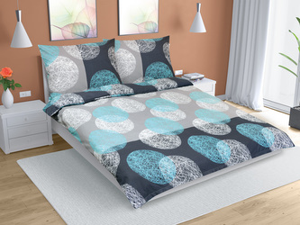 Povlečení bavlna na dvoudeku - tyrkysovošedé koule - 1x 200x220, 2ks 70x90 cm (200 cm šířka x 220 cm délka prodloužená)