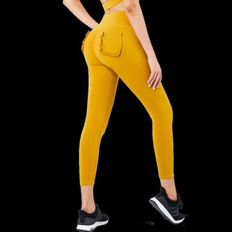 Sportovní legíny s vázáním, žlutá M