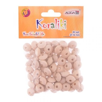 Korálky přírodní, dřevěné 1,4 cm - 80 ks