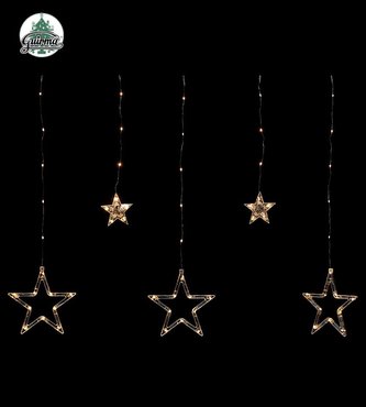 Svítící vánoční závěs hvězdy 3 m, 8 funkcí teplá bílá