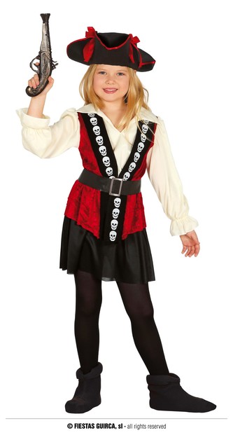 Pirátka s lebkami kostým dětský 10-12 let