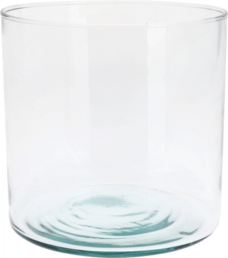 Skleněná váza válec z recyklovaného skla 15x15 cm