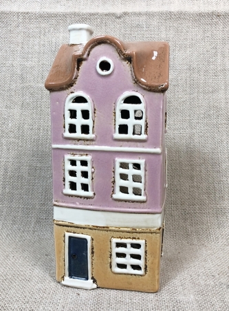 Keramický domek na čajovou svíčku, hnědý 22,5x10x9 cm