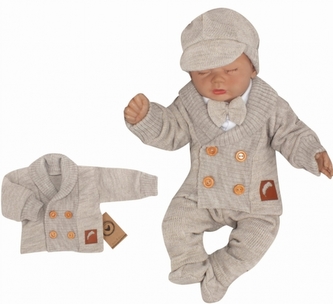 Z&Z Pletený elegantní svetřík s knoflíčky Boy, béžový, vel. 80; 80 (9-12m)