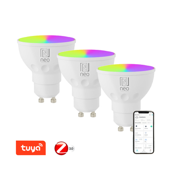 Immax NEO sada 3x smart žárovka LED GU10 4,8W RGB+CCT barevná a bílá, stmívatelná, zigbee