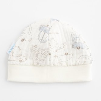 Kojenecká mušelínová čepička New Baby My Cars - velikost 56 (0-3m)