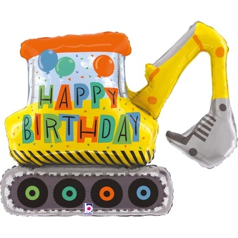 Foliový balonek - bagr - Happy Birthday 79 cm
