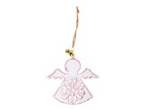 závěs Anděl plech 9cm - bílý s ornamentem 8885836