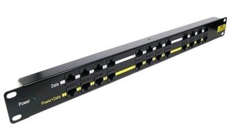 Patch panel POE UTP cat.5e 12p 1U Black, 19" rack