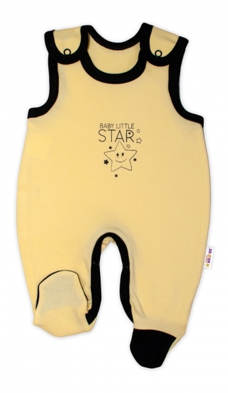 Kojenecké bavlněné dupačky Baby Nellys, Baby Little Star - žluté, vel. 62