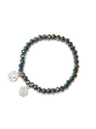 Proud MaMa Náramek Charm Lotus perleťový černý 419