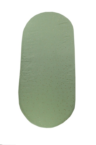 enie baby Mušelínové prostěradlo do kočárku khaki se zlatými puntíky enie baby Mušelínové prostěradlo do kočárku khaki se zlatými puntíky