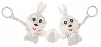 Plyšové chrastítko, zábrana na kočárek, Rabbit, šedo/bílé