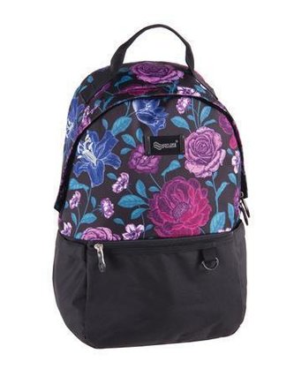 Batoh "Cloud Rose", černá-květinový vzor, s přihrádkou na notebook, PULSE 122072